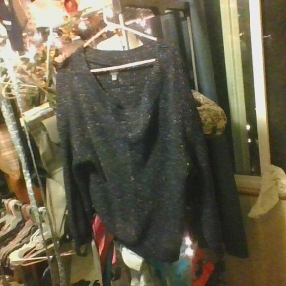 Blue w/multi colored specks sweater, Elegant sweater stylish festival fun plus - Picture 6 of 7